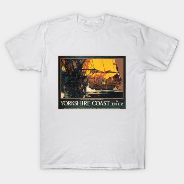 Vintage British Travel Poster: The Yorkshire Coast, Paul Jones' Sea Battle T-Shirt by Naves